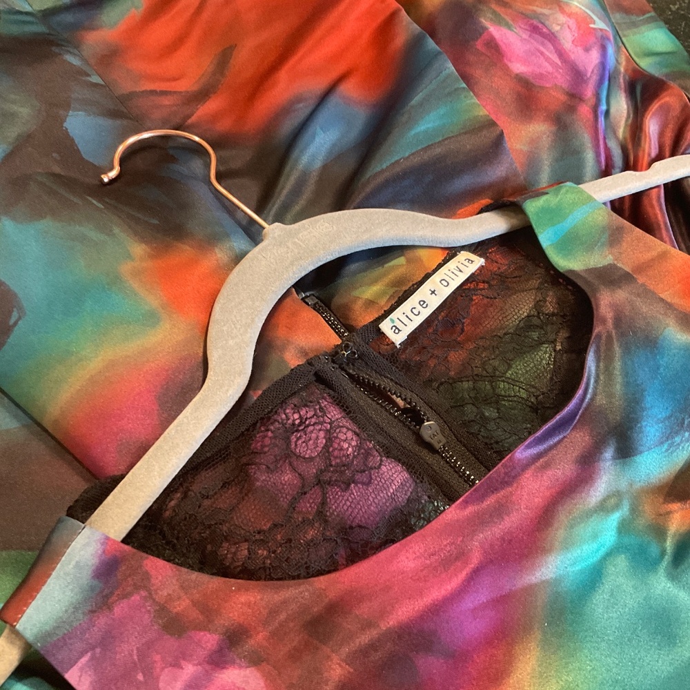 Alice & Olivia A-line Watercolor Dress Size 8 - Picture 5 of 6